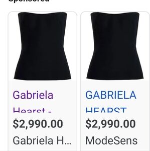 Gabriela Hearst Black Strapless Top